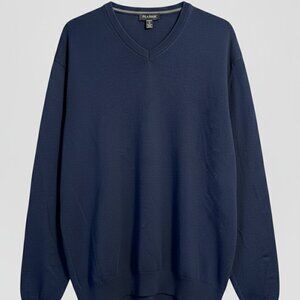 Jos A Bank Men's Navy V Neck 3x Merino Wool Traditional Fit Pullover A0077